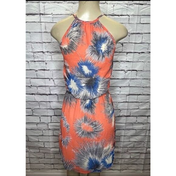 Anthropologie Womens Orange Keyhole Neckline Sleeveless Halter Dress Size Small - Picture 4 of 8